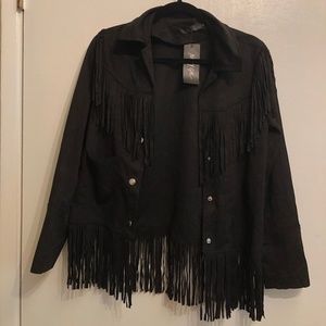 Black Suede Fringe Jacket NWT